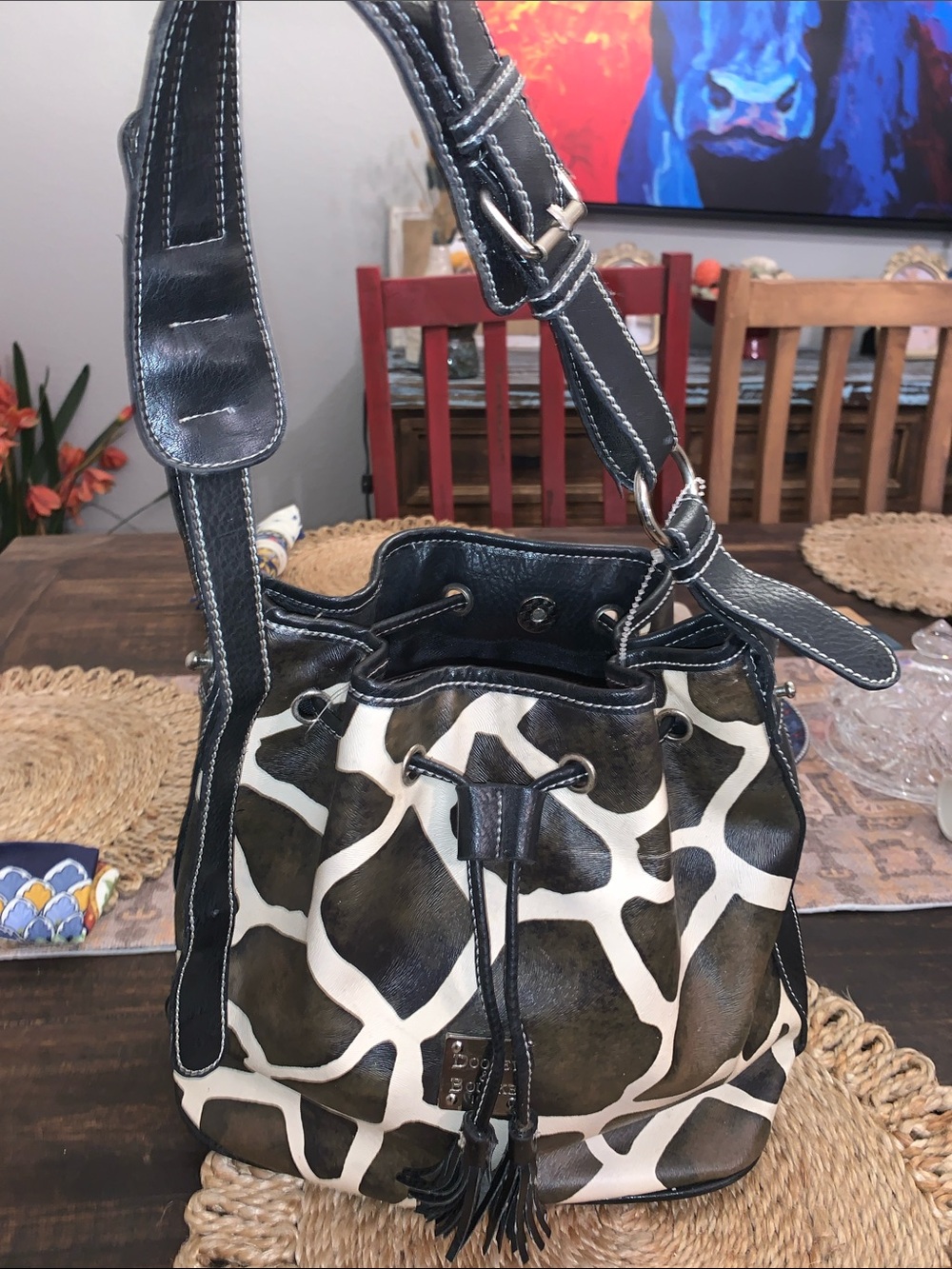 Dooney & Bourke Giraffe print bucket bag